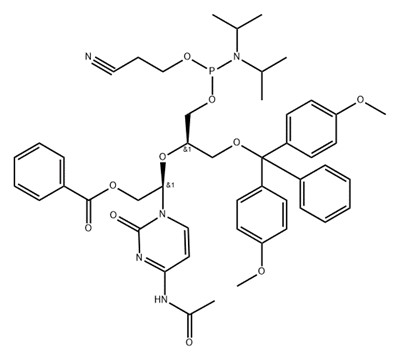 CAS#1120329 - 56-7|(2R) -2- (4-asetamido-2-oksopyrimidiini-1 (2H) -yyli) {-2 - (((2r) -1- (bis (4-metoksifenyyli) (fenyyli) metoksi) -3-(((2-cyanetoksi) (diisopyyli) fosfaneyyliL) propanoetoksi-2-2-ill). Bentsoaatti